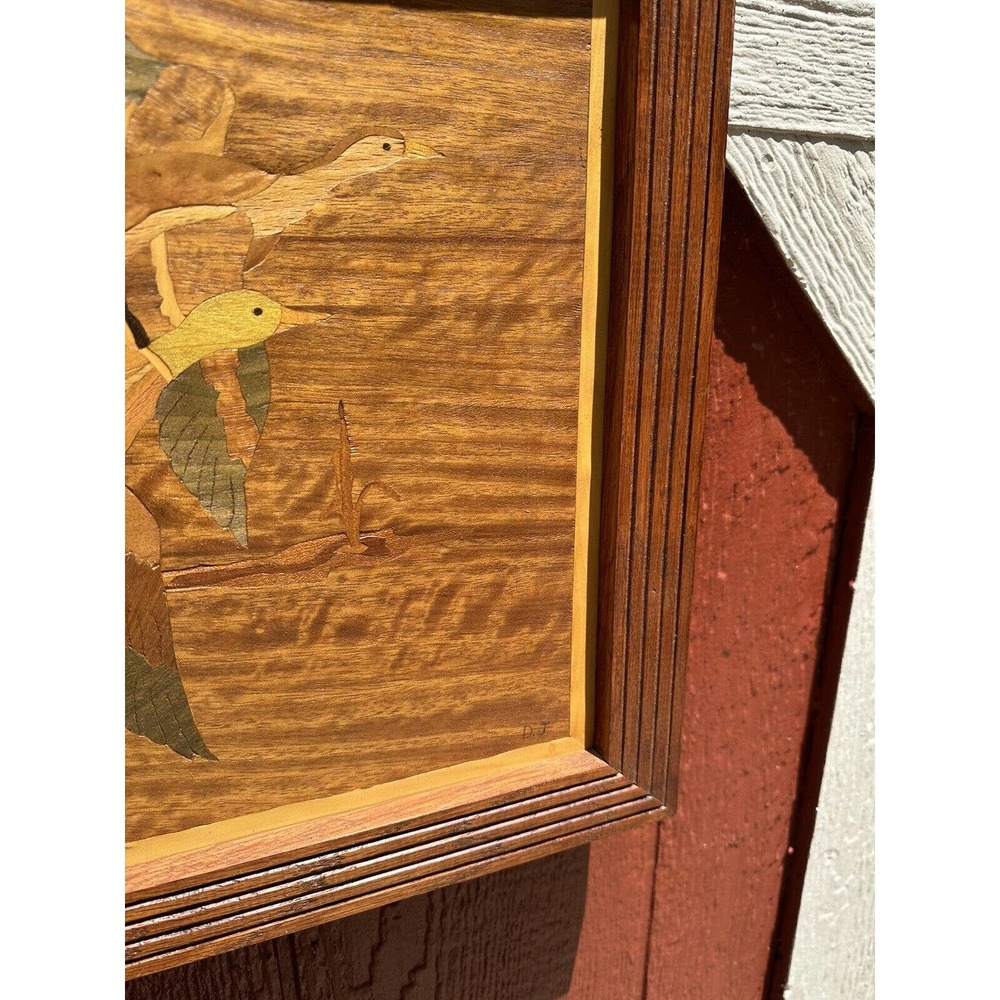 Mallard Duck Mid Century Modern Framed Wood Cut Out Inlay Wall Art 18''x 15.5'' - Picture 3 of 5